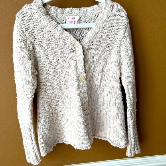 Kidkino Girls Size 4 Button Down Cardigan Knit Cream Sweater - Picture 1 of 5